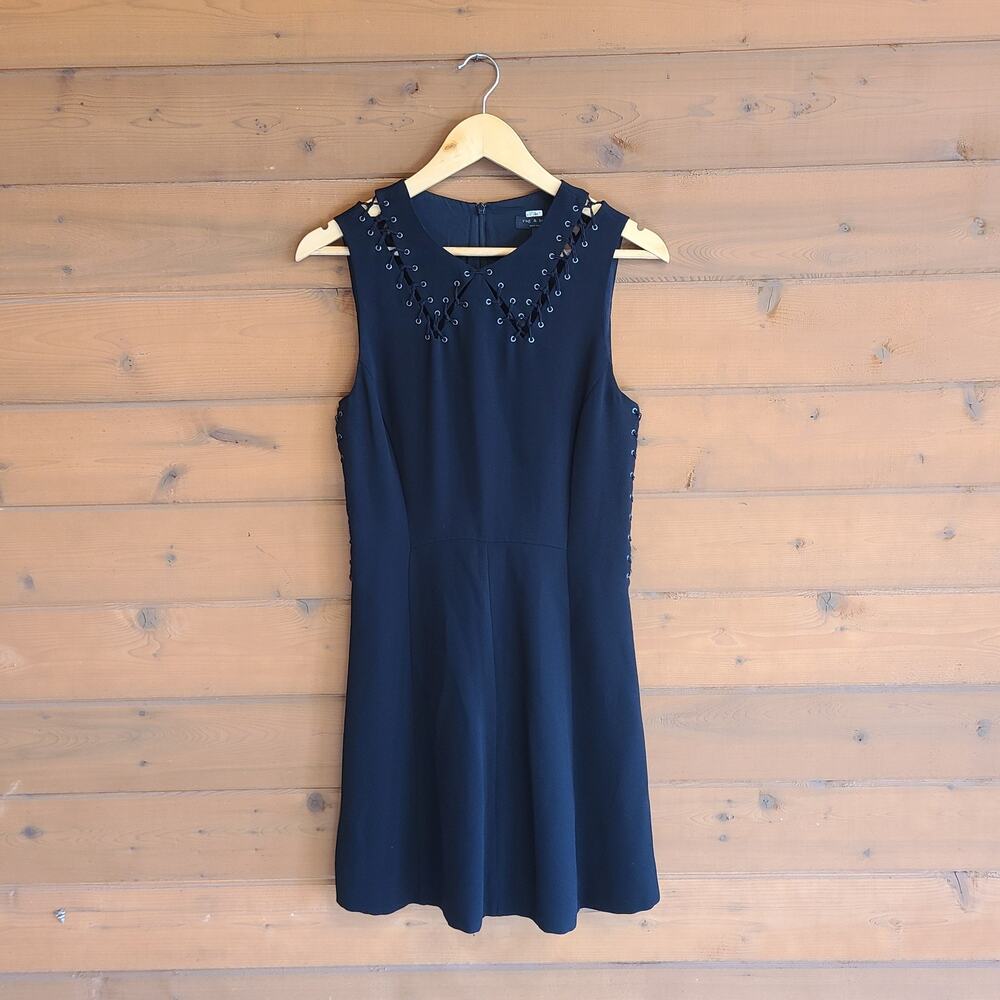 Rag & Bone Lillian Dress Black Gothic Grunge Lace Up Sides Cutout Collar 2 Mini - Picture 2 of 6